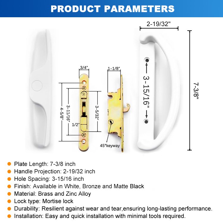 sliding patio door handle set