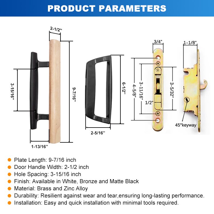 sliding patio door handle set hc-5574-5575-b