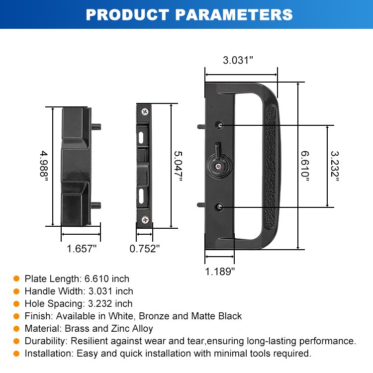 sliding patio door handle set hc-r8630-w