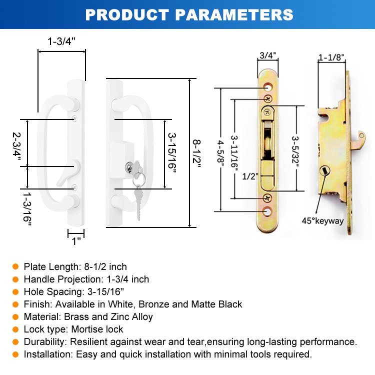 sliding patio door handle set