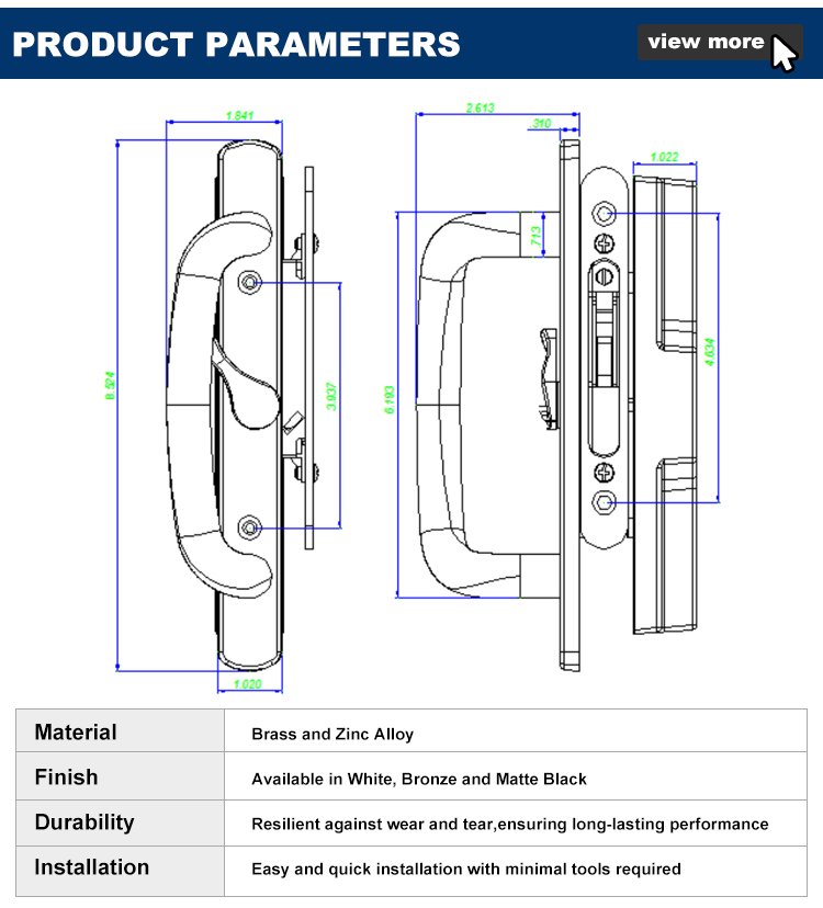 HC-SM4400-SUN-GY gray sliding door handle set detail