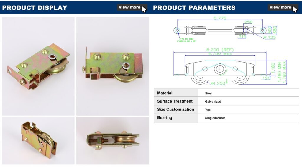 HC-F4658-S sliding door and window roller assembly, yellow zinc finish
