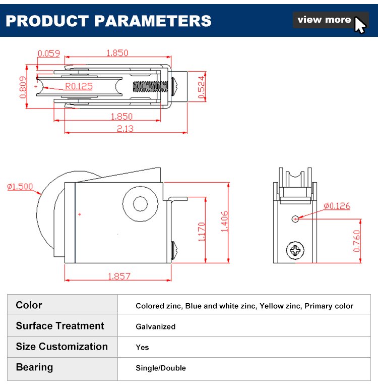 HC-F5111-S aluminum sliding window roller wheel detail