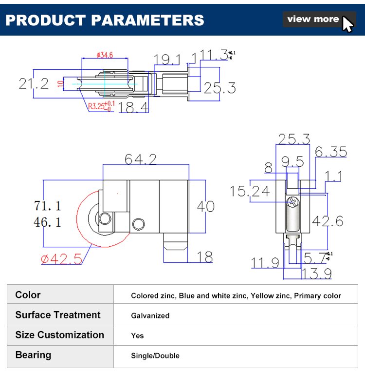 HC-PJS-07-N aluminum sliding window roller wheel detail