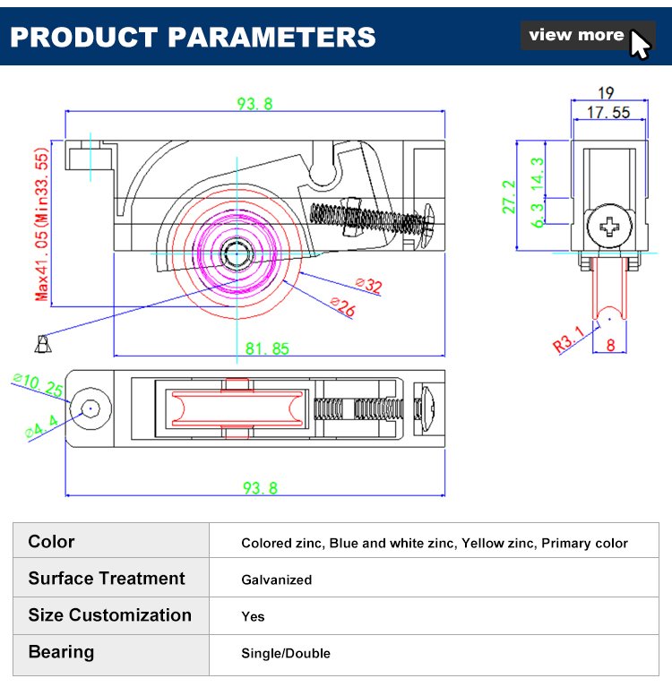 Sliding window and door roller HC-R1120-N product display
