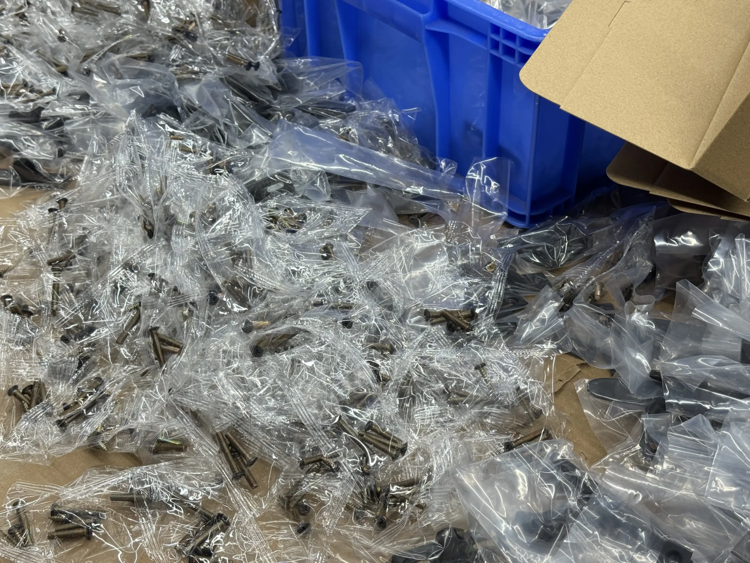 Galvanized small metal hardware accessories ready for final assembly