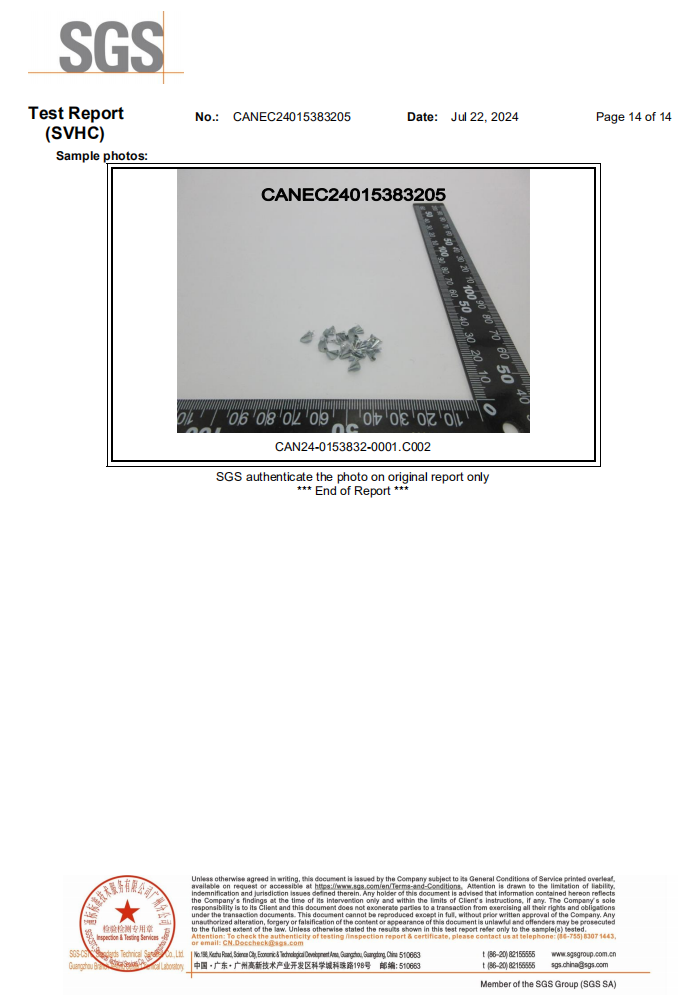 Cast zinc alloy chemical analysis SVHC REACH