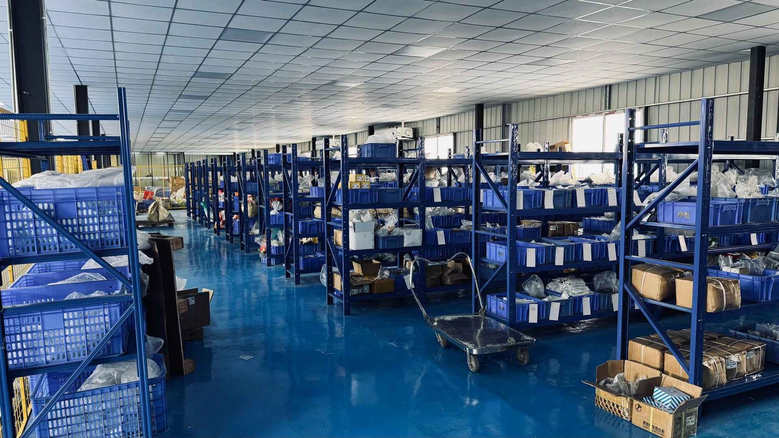 High volume door and window hardware finished goods warehouse ready for global shipping
