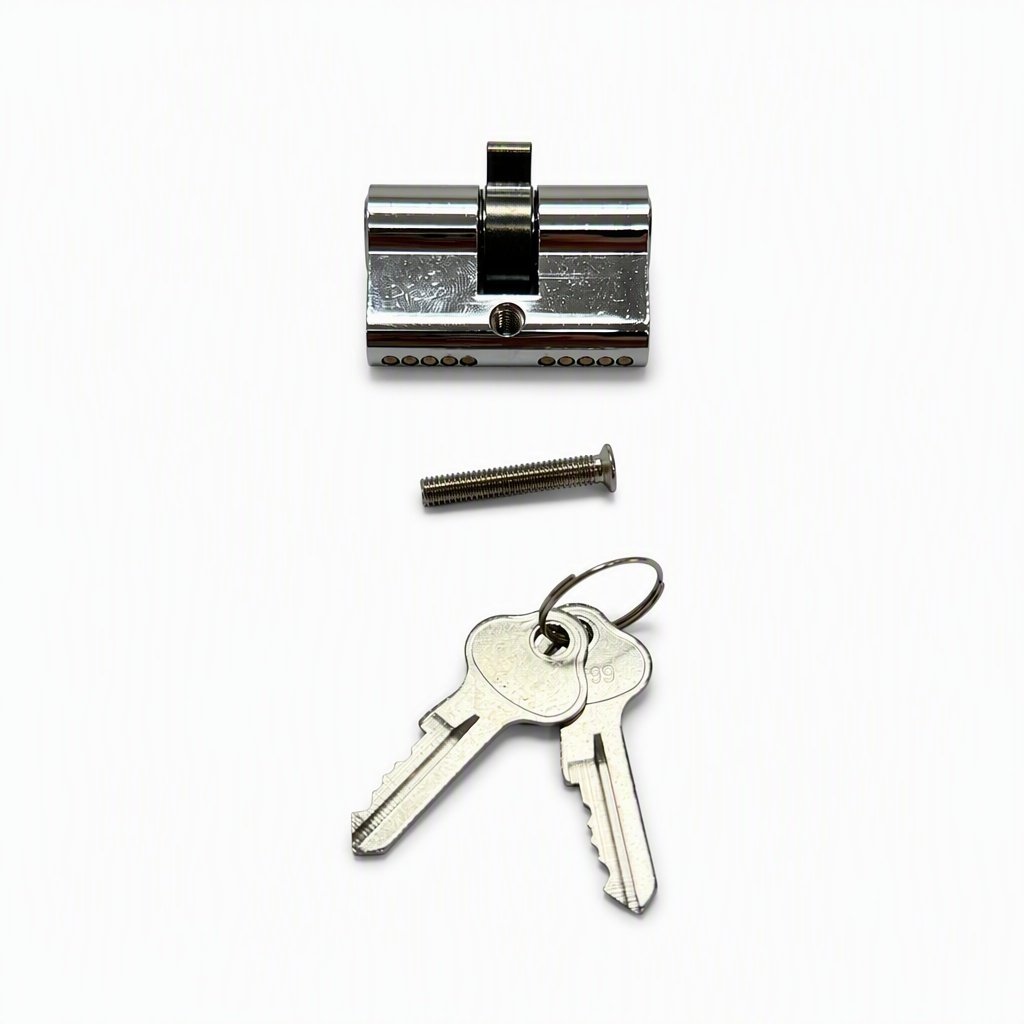 45mm brass screen door cylinder barrel with brass keys and mounting screw