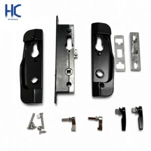 Complete Australian sliding security door lock set HC-63-SDL with handles, mortise body, and accessories