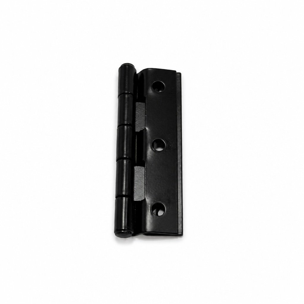 Folded side view of black iron security door hinge HC-B905-H