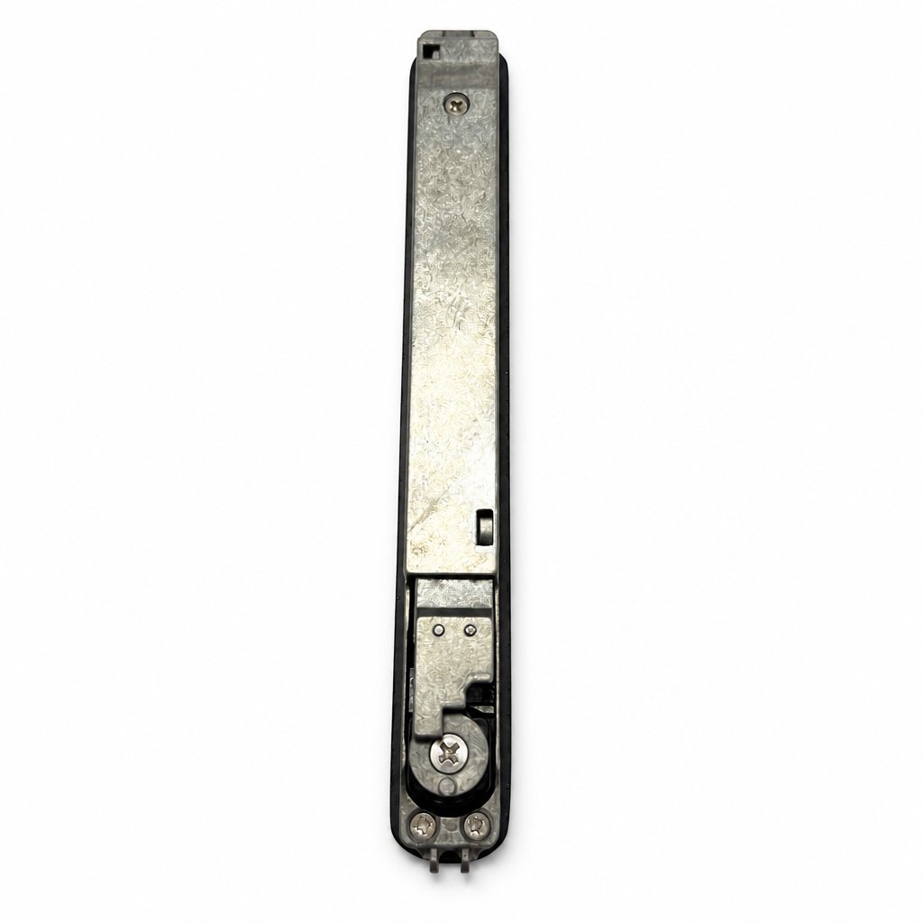 Zinc alloy sliding window lock mechanism viewed from the back
